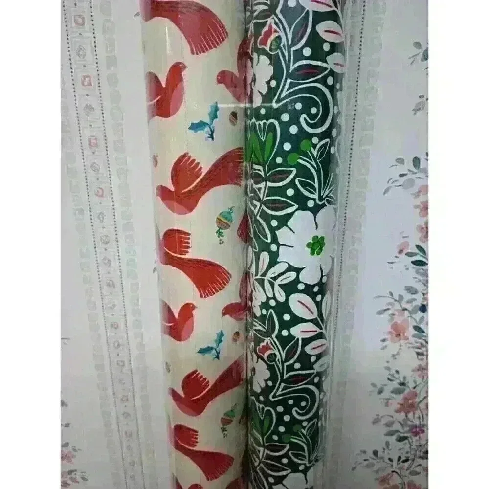 Pioneer Woman Wrapping Paper 2 Rolls Red Bird's & Floral 45SqFt Each Christmas